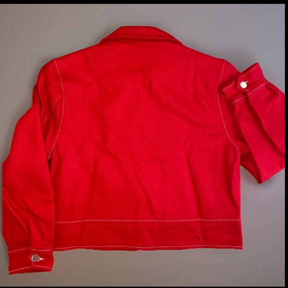 Rare Wyllis Clothing Cherry Red Cropped Wool Zanzi Pilot Jacket Western Chic - Picture 5 of 16